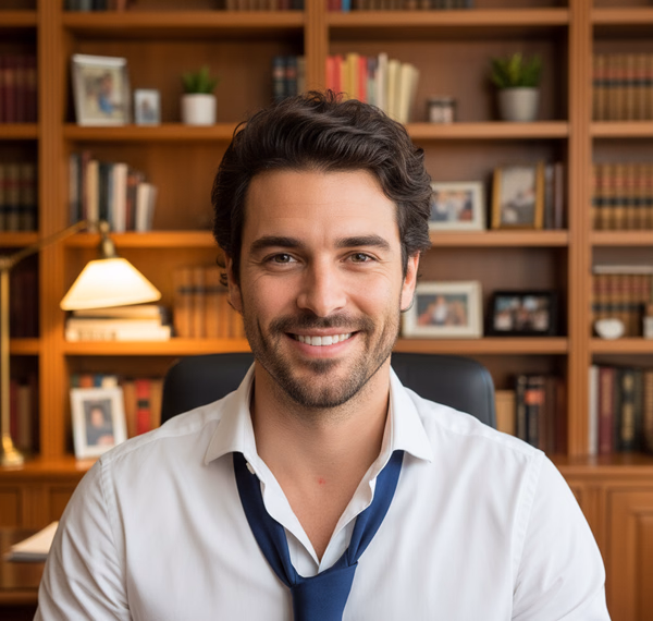 Corretor sorrindo no escritório Corretor sorrindo no escritório