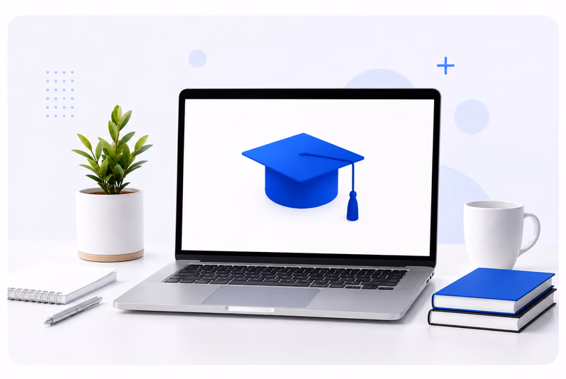 Notebook com capelo de formatura