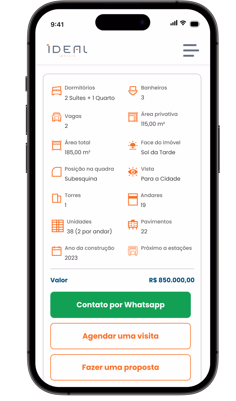 Ficha técnica de imóvel no celular Ficha técnica de imóvel no celular