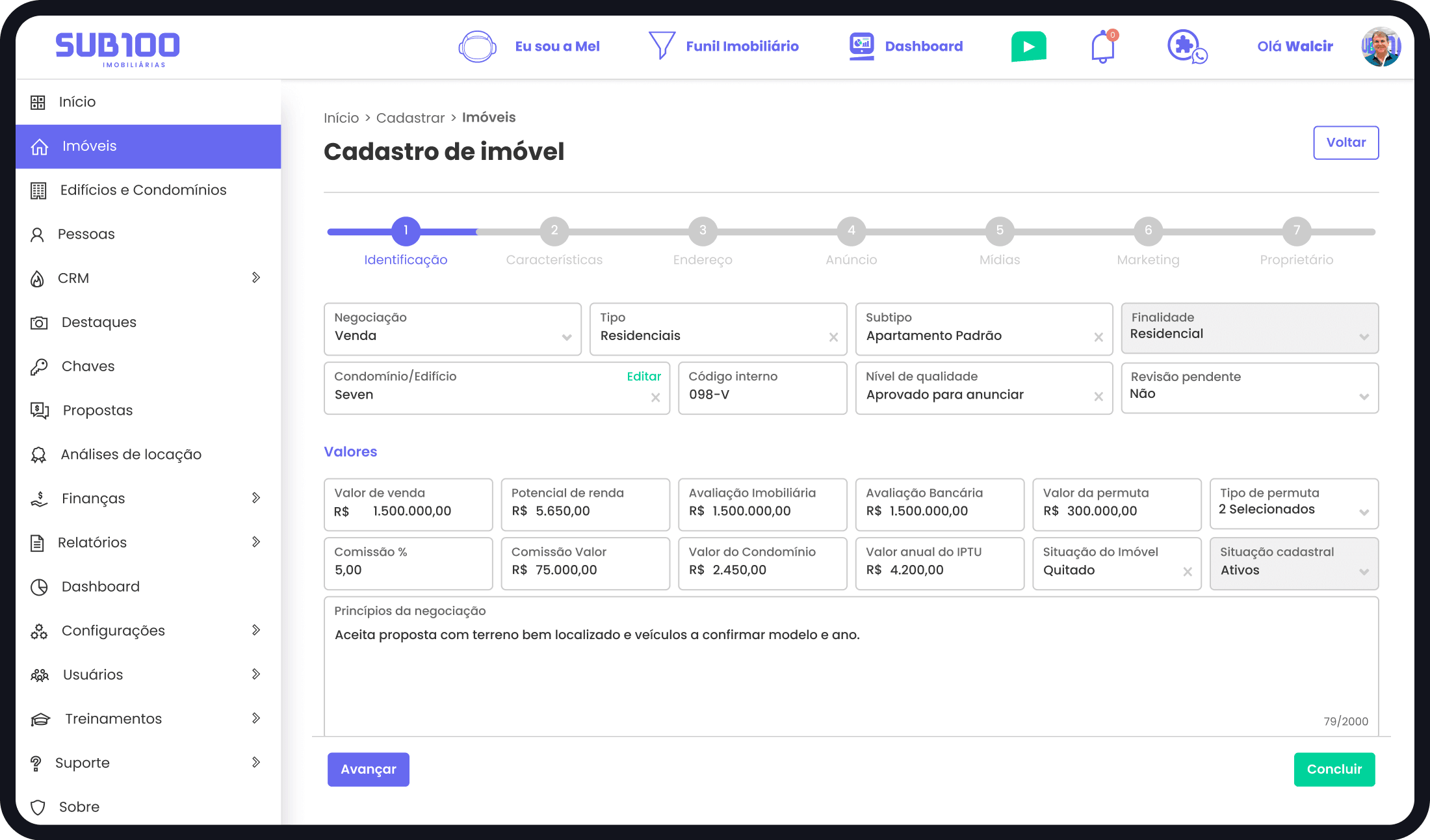 Cadastro de imóvel urbano por etapas