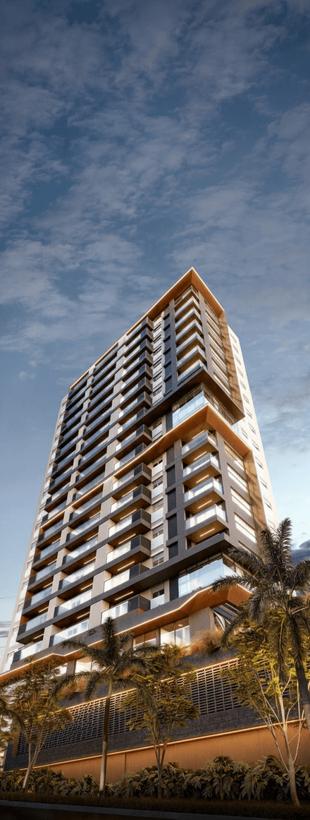 Torre residencial ao entardecer Torre residencial ao entardecer