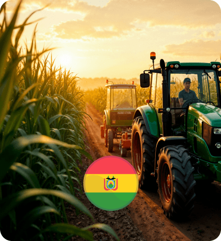 Trator em plantação na Bolívia Trator em plantação na Bolívia